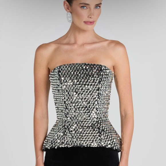 Nadine Merabi Paige Silver Top NWT* - Picture 1 of 8